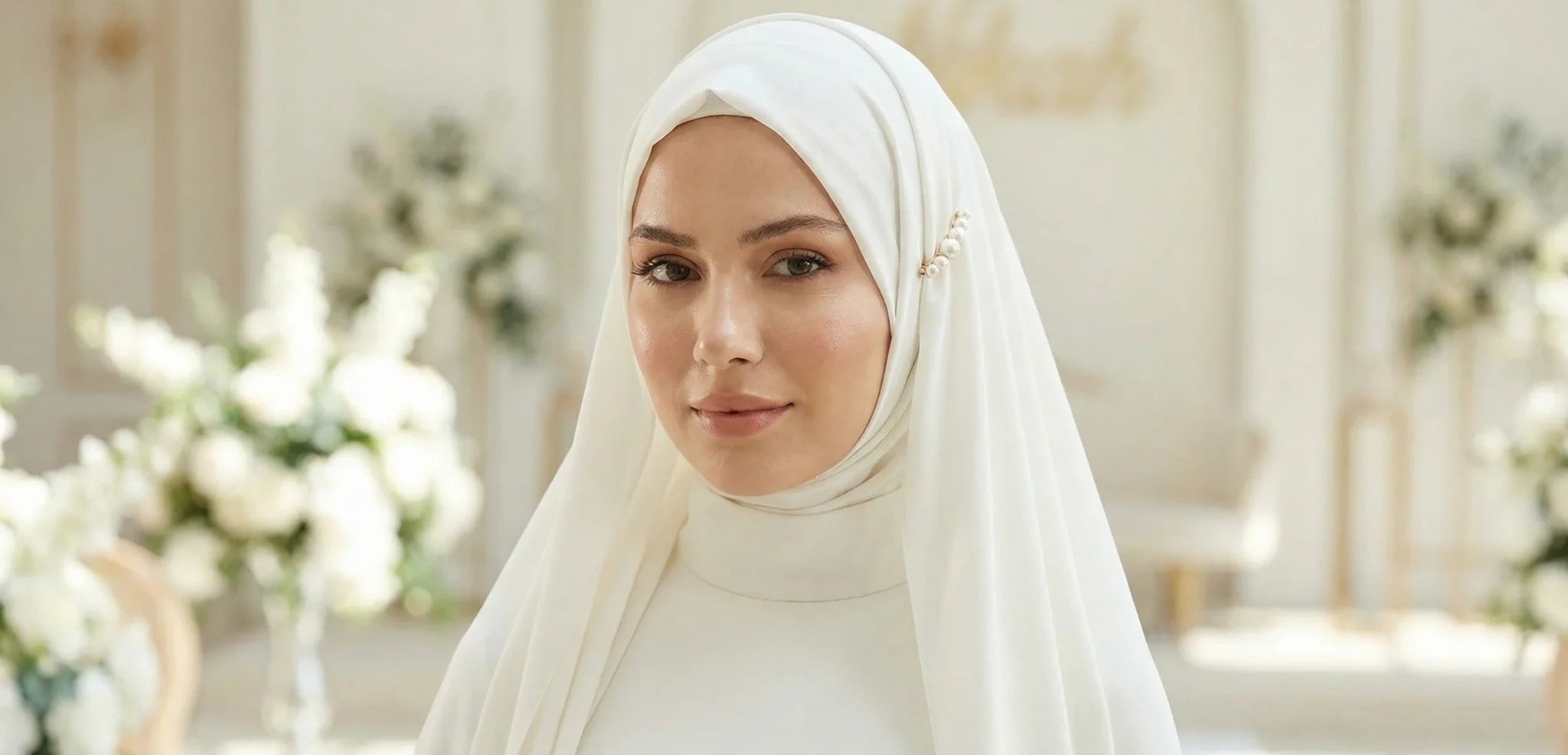 Nikah Töreni İçin Tesettür Şal Kombinleri